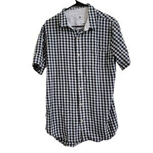 On the Byas Button Up Shirt Mens Size Large Gingham Short Sleeve Black White